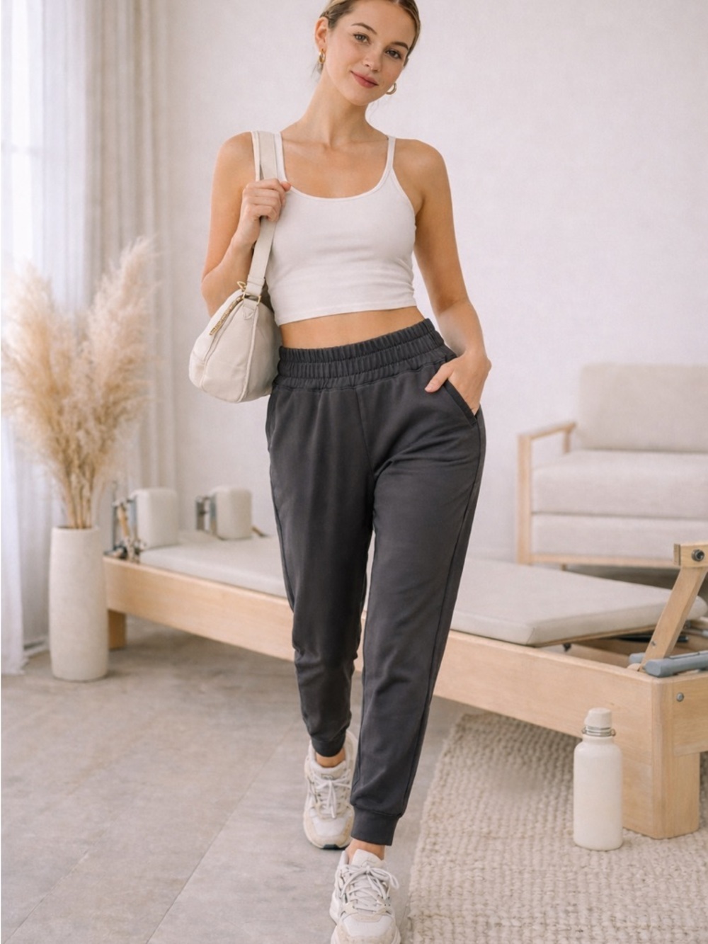 Yogalicious Charcoal Elastic Waist Joggers XS